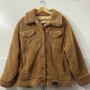 Ugg Women’s Frankie Sherpa Trucker Jacket Chestnut Size Large Minimalist Casual